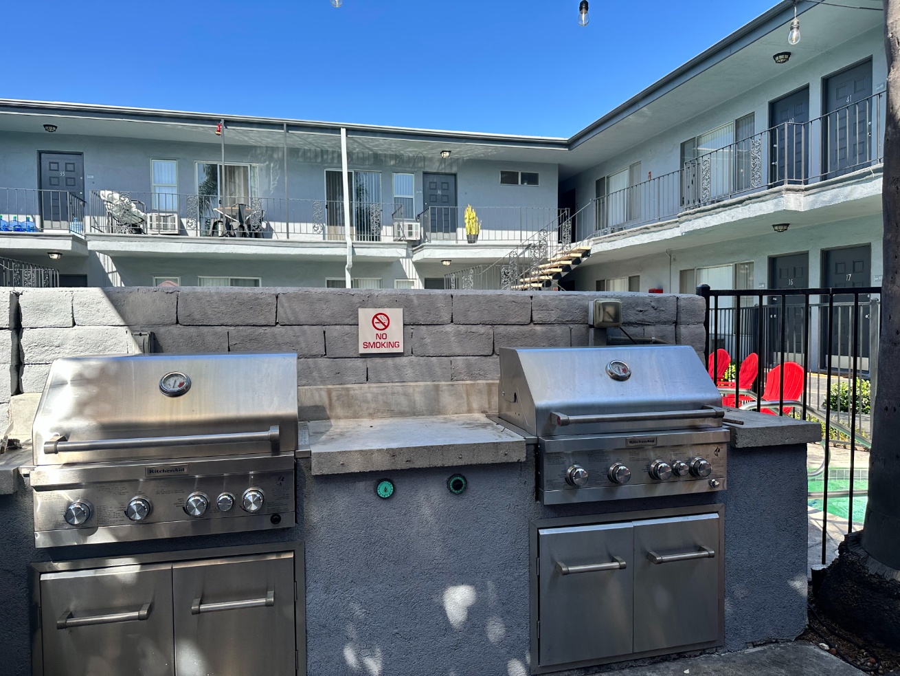 Grilling stations in the courtyard at Heritage 2353